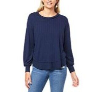 Jessica Simpson Poppy Ribbed Pullover Sweater Navy XL